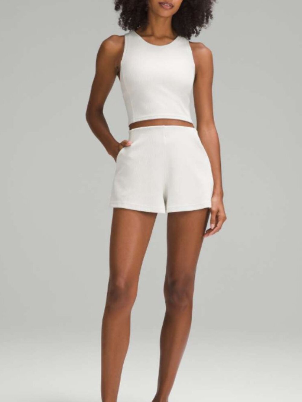 Lululemon Ribbed Softstreme High-Rise Short 2" Bone 0 - Picture 2 of 10